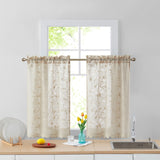 HLC.me Joyce Lace Sheer Kitchen Cafe Curtain Tiers for Small Windows, Kitchen & Bathroom