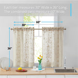 HLC.me Joyce Lace Sheer Kitchen Cafe Curtain Tiers for Small Windows, Kitchen & Bathroom