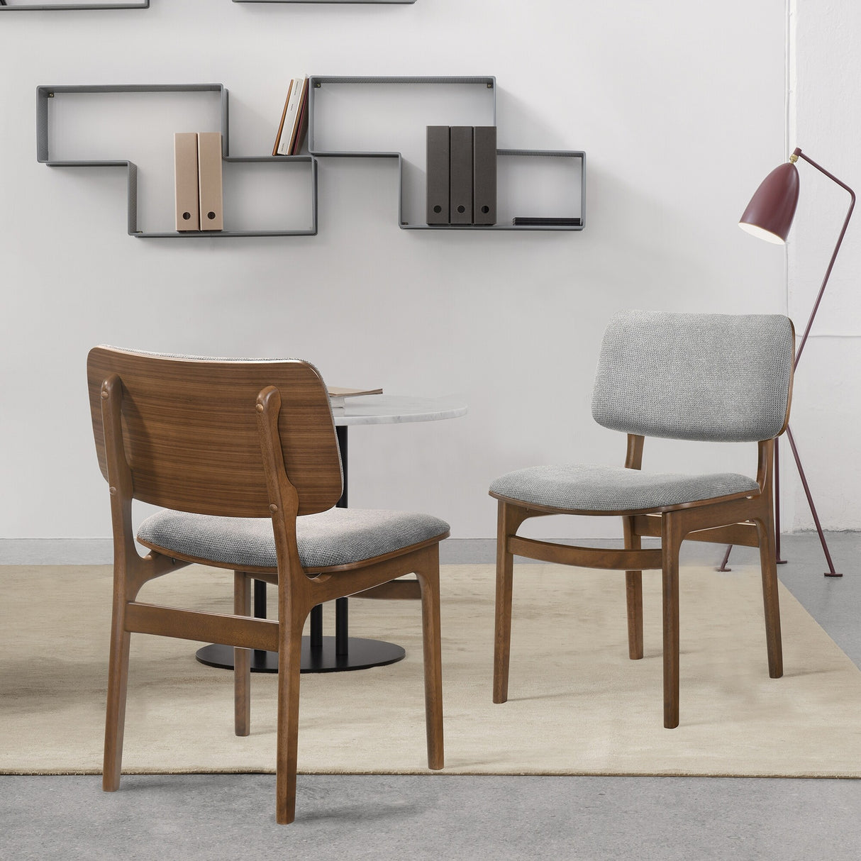 Lima Mid-Century Modern Wood Upholstered Dining Chairs - Set of 2