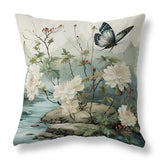 Lime And Green Butterfly Crest Ridge Indoor/Outdoor Throw Pillow Zipper