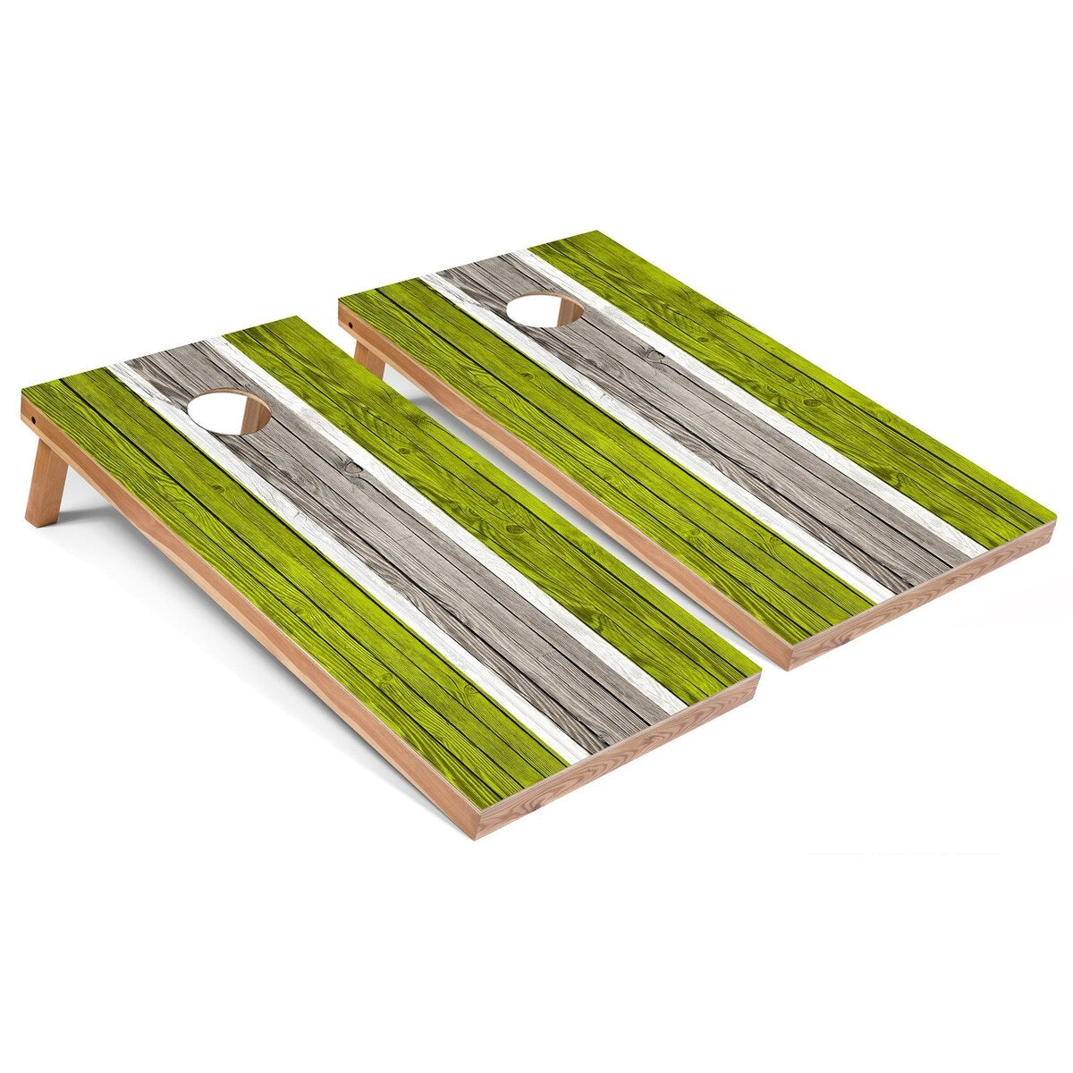 Lime Striped Premium 2x4 Cornhole Board Set