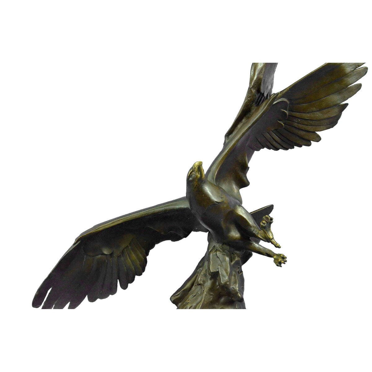 Limited Edition Two Flying Eagle Soar In The Air Bronze Sculpture Marble Base Fi