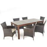 Christopher Knight Home Lincoln 7-Piece Wicker and Wood Dining Set