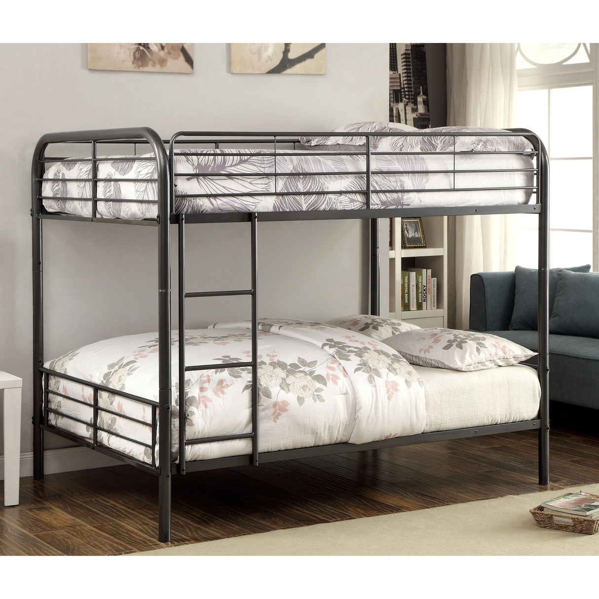 Wila Modern Full over Full Metal Bunk Bed with Ladder by Furniture of America