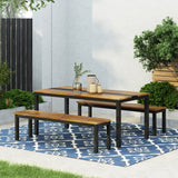 Lindsey Outdoor Modern Industrial Acacia Wood Picnic Set by Christopher Knight Home