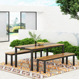 Lindsey Outdoor Modern Industrial Acacia Wood Picnic Set by Christopher Knight Home