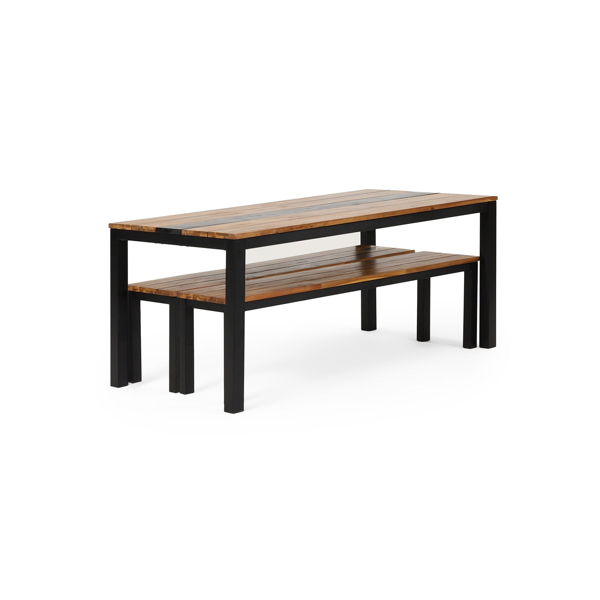 Lindsey Outdoor Modern Industrial Acacia Wood Picnic Set by Christopher Knight Home