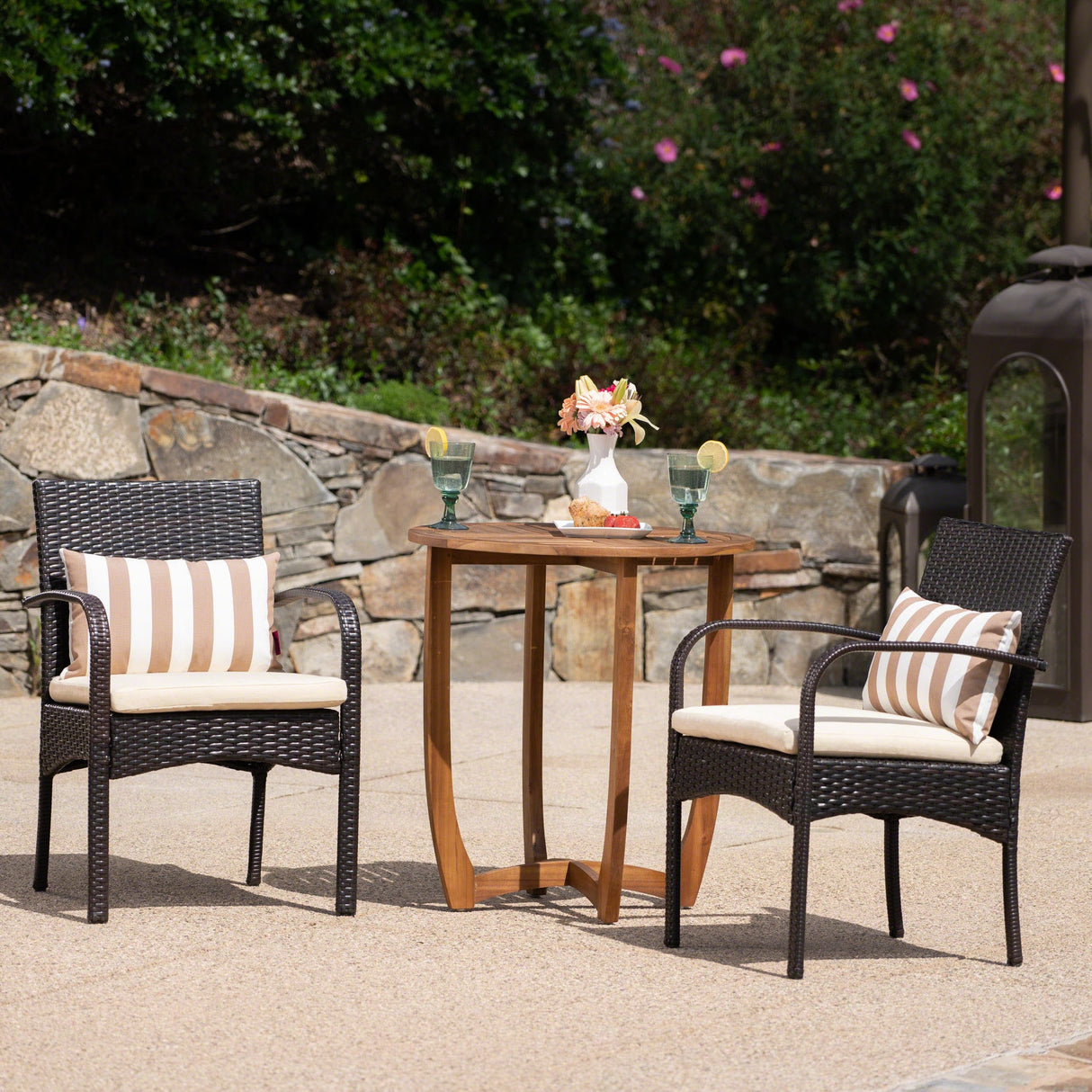 Lindy Outdoor 3 Piece Wicker Bistro Set by Christopher Knight Home