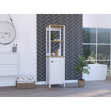 Linen Cabinet With Two Open Shelves And Single Door