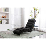 Linen Chaise Lounge Indoor Chair, Modern Long Lounger for Office,Black