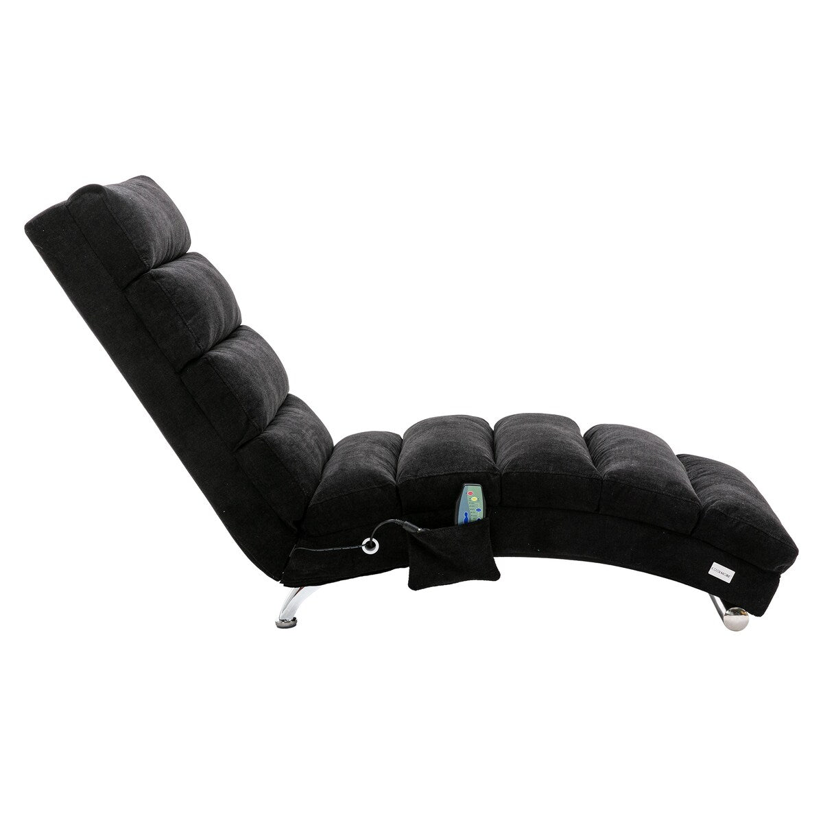 Linen Chaise Lounge Indoor Chair, Modern Long Lounger for Office,Black