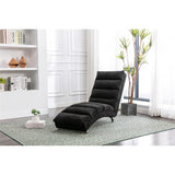 Linen Chaise Lounge Indoor Chair, Modern Long Lounger for Office,Black