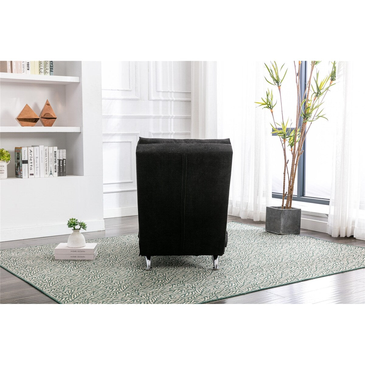 Linen Chaise Lounge Indoor Chair, Modern Long Lounger for Office,Black