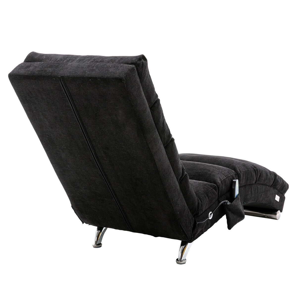 Linen Chaise Lounge Indoor Chair, Modern Long Lounger for Office,Black