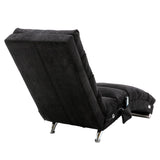 Linen Chaise Lounge Indoor Chair, Modern Long Lounger for Office,Black