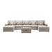 Linen Fabric 6 Piece Double Chaise Sectional Sofa with Interchangeable Legs and Storage Ottoman