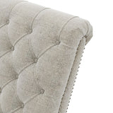 Linen Fabric Chesterfield Lounge Button Tufted Leisure Sofa Gourd Wood Leg Studio Chaise