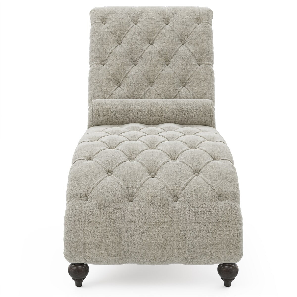 Linen Fabric Chesterfield Lounge Button Tufted Leisure Sofa Gourd Wood Leg Studio Chaise