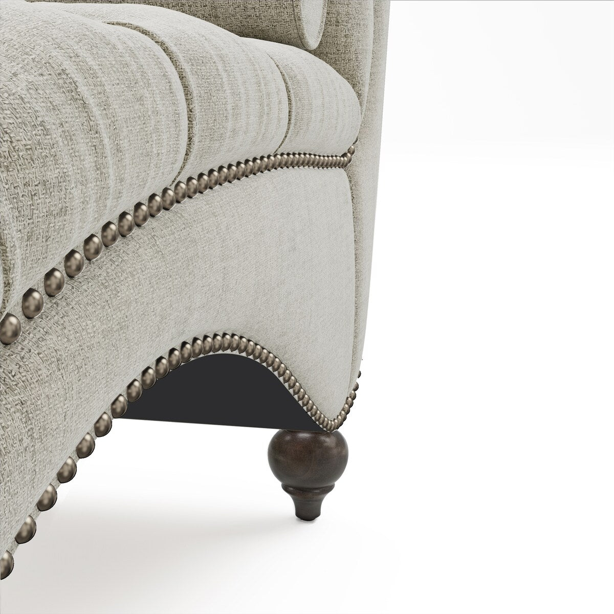 Linen Fabric Chesterfield Lounge Button Tufted Leisure Sofa Gourd Wood Leg Studio Chaise