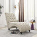 Linen Fabric Chesterfield Lounge Button Tufted Leisure Sofa Gourd Wood Leg Studio Chaise