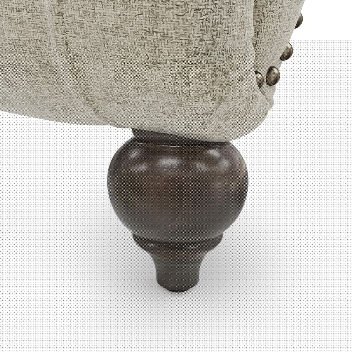 Linen Fabric Chesterfield Lounge Button Tufted Leisure Sofa Gourd Wood Leg Studio Chaise