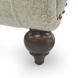 Linen Fabric Chesterfield Lounge Button Tufted Leisure Sofa Gourd Wood Leg Studio Chaise
