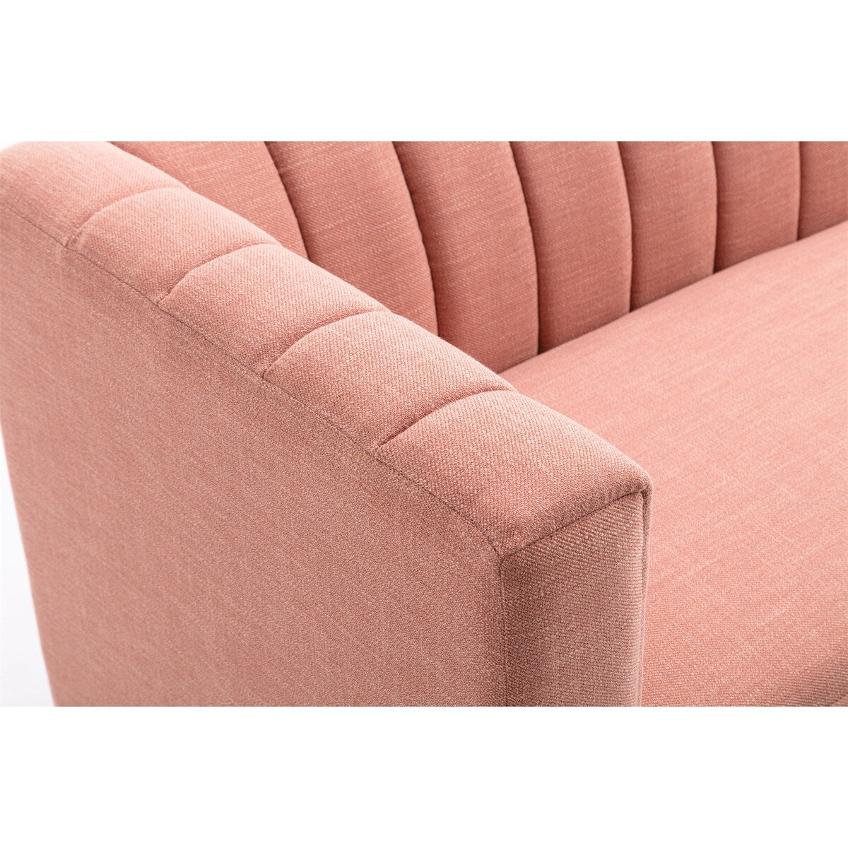 Linen Fabric Loveseat, Fashion Sofa with Wooden Base for Home