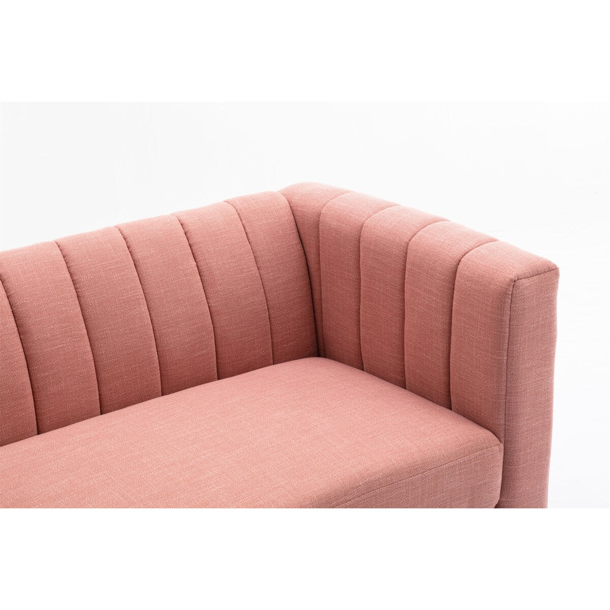 Linen Fabric Loveseat, Fashion Sofa with Wooden Base for Home