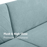 Linen Fabric Sofa Bed Cozy Style Living Room Daybed with Adjustable Backrest, Blue