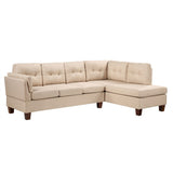 Linen Right Facing Chaise Sectional Sofa with Solid Wood Legs