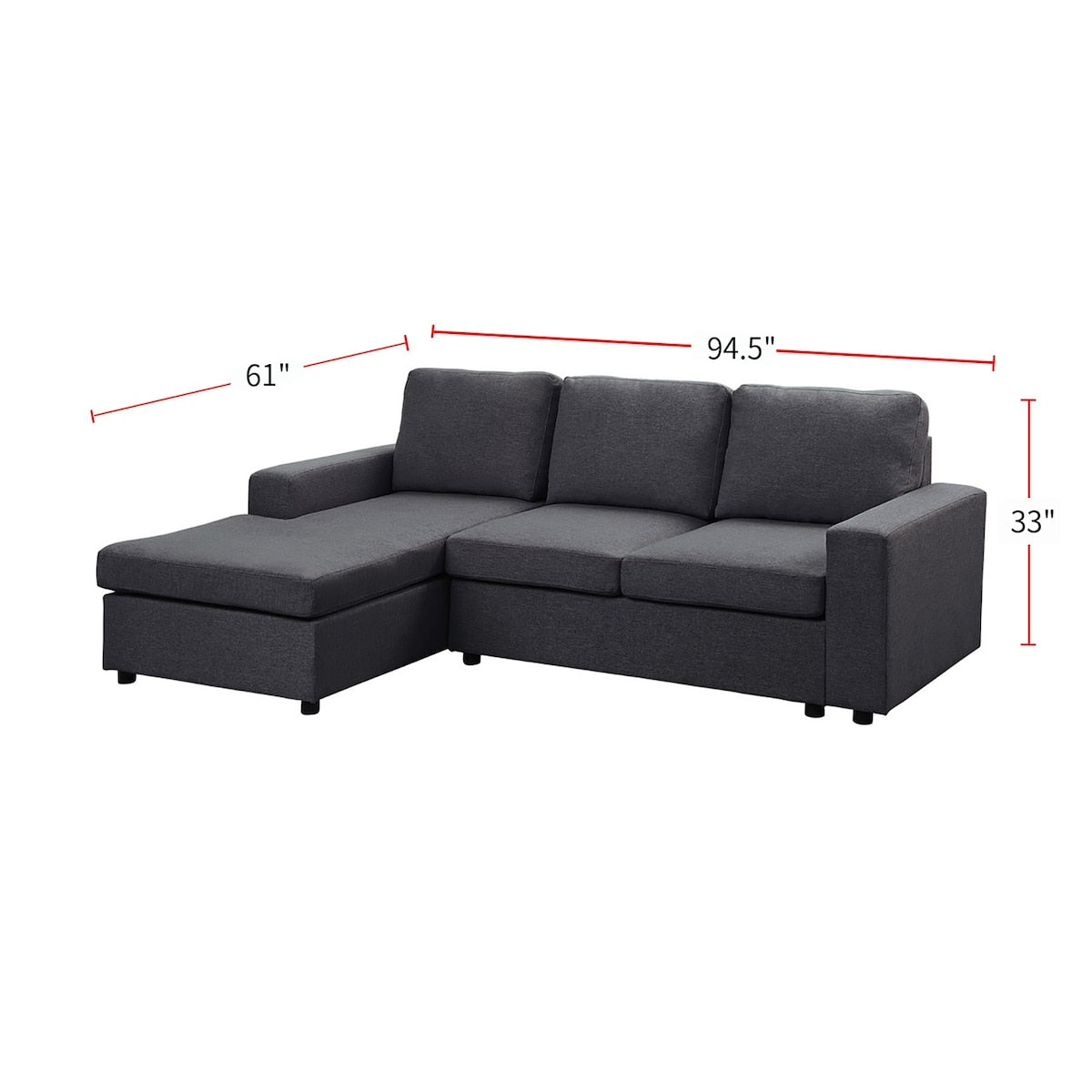 Linen Sofa with Reversible Chaise