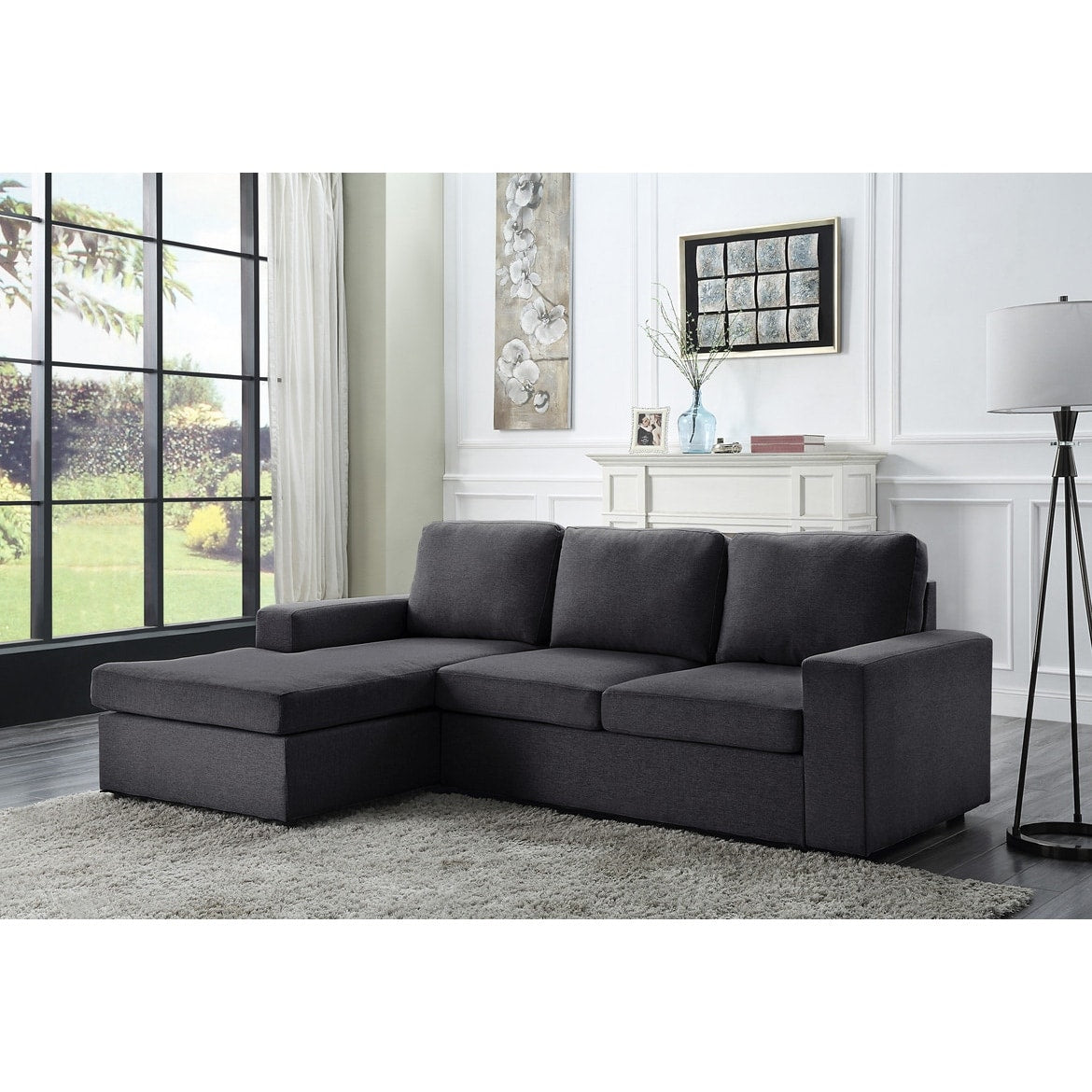 Linen Sofa with Reversible Chaise