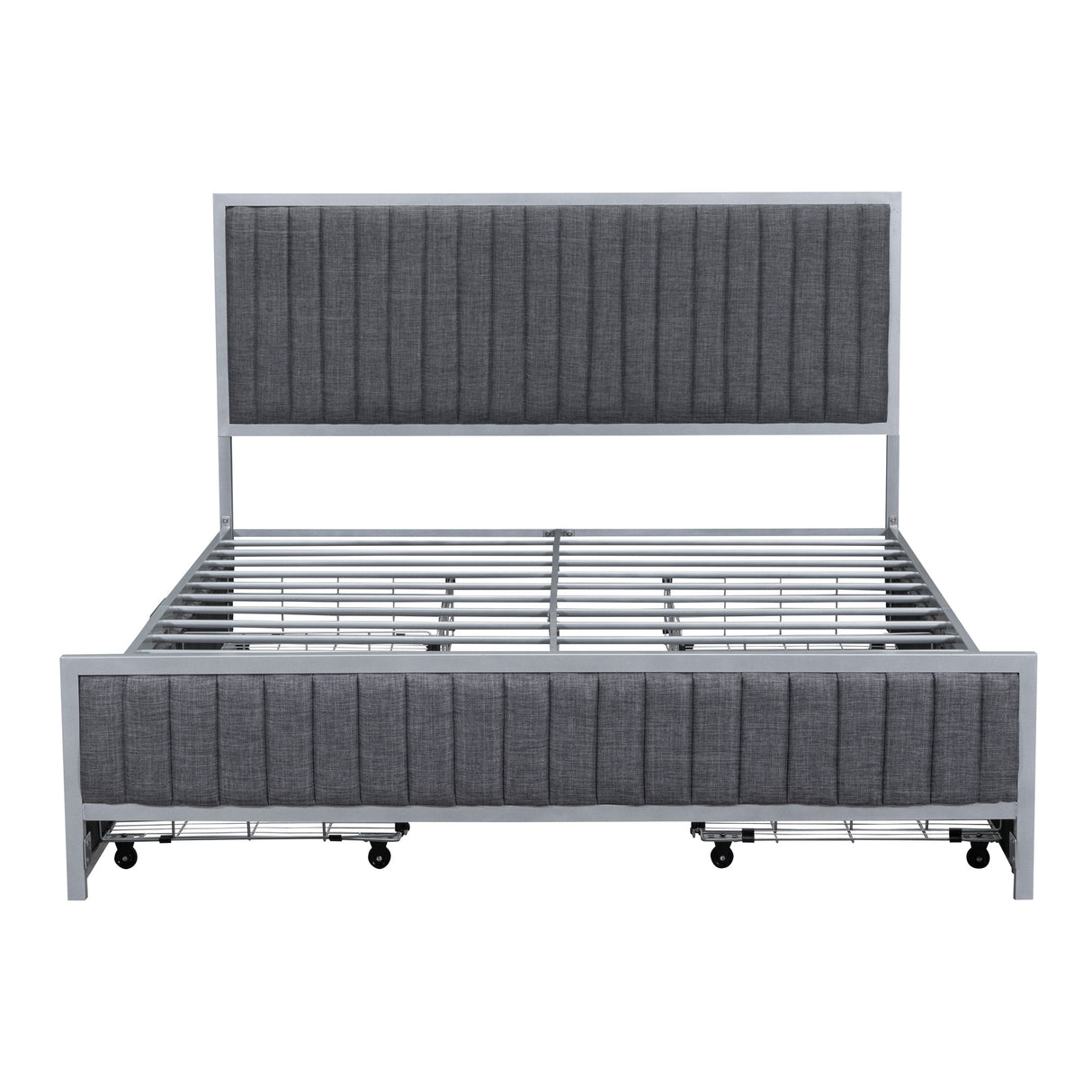 Linen Upholstered Bed Queen Size Platform Bed Frame w/ 4 Drawers