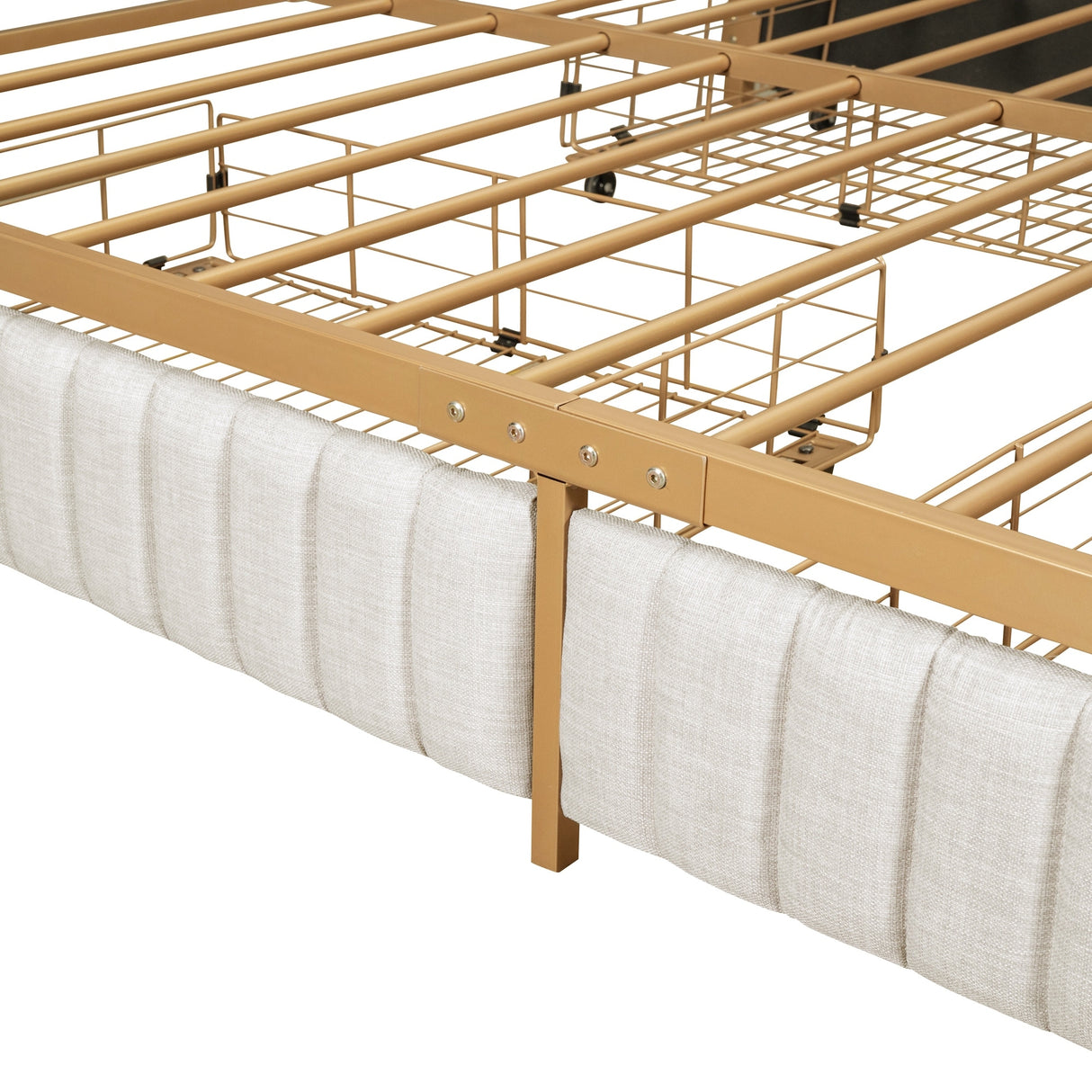 Linen Upholstered Bed Queen Size Platform Bed Frame w/ 4 Drawers