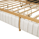 Linen Upholstered Bed Queen Size Platform Bed Frame w/ 4 Drawers