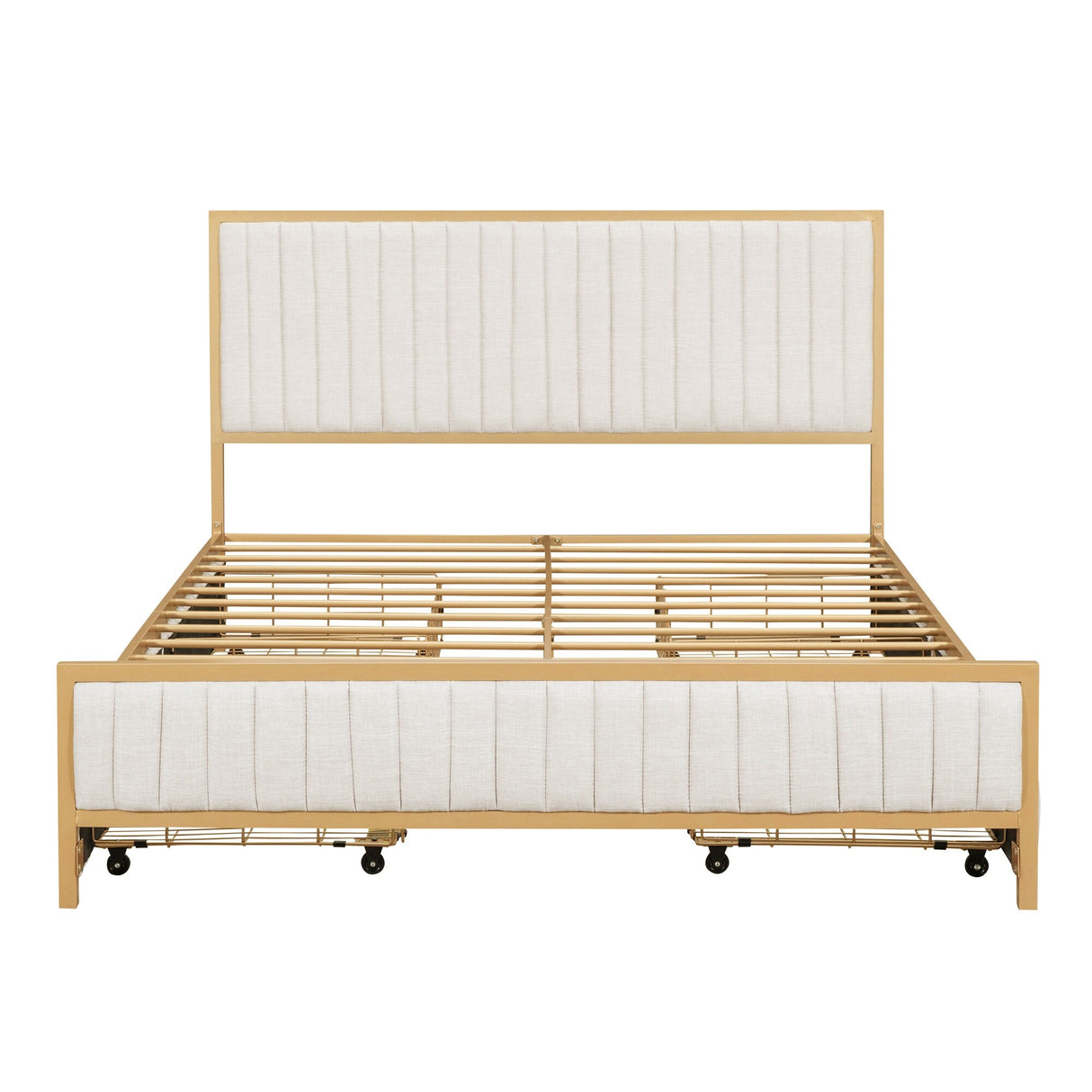 Linen Upholstered Bed Queen Size Platform Bed Frame w/ 4 Drawers