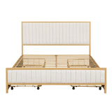 Linen Upholstered Bed Queen Size Platform Bed Frame w/ 4 Drawers