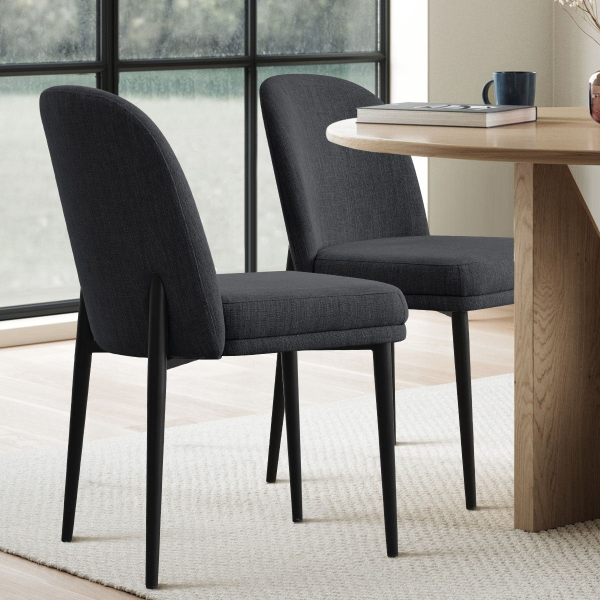 Linen Upholstered Dining Chair Set of 2 Overstock