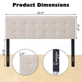 Modern Button Tufted Headboard with Rubber Wood Legs