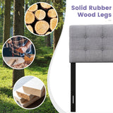 Modern Button Tufted Headboard with Rubber Wood Legs