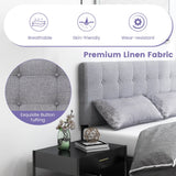 Modern Button Tufted Headboard with Rubber Wood Legs