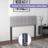 Modern Button Tufted Headboard with Rubber Wood Legs