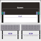 Modern Button Tufted Headboard with Rubber Wood Legs