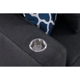 Linen Upholstered Linen 4-Seater Sofa with 2 Ottomans in Dark Gray