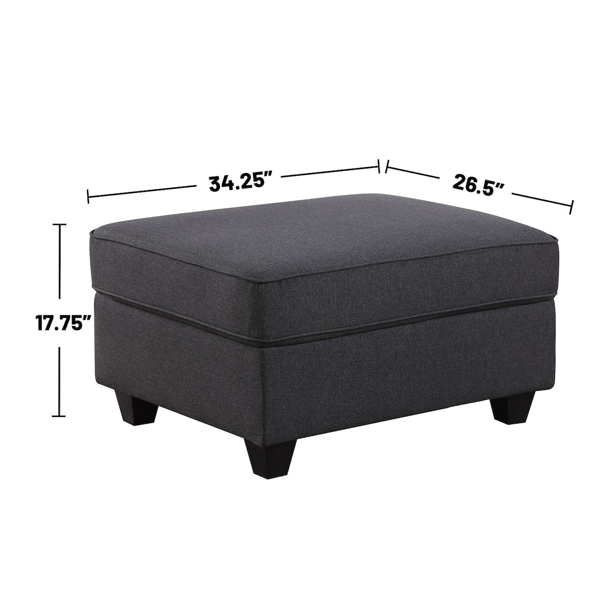 Linen Upholstered Linen 4-Seater Sofa with 2 Ottomans in Dark Gray