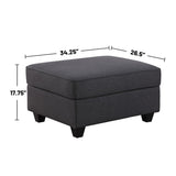 Linen Upholstered Linen 4-Seater Sofa with 2 Ottomans in Dark Gray