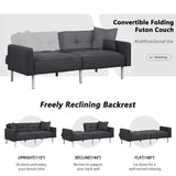 Linen Upholstered Modern Convertible Folding Futon Sofa Bed for Compact Living Space, Apartment, Dorm, Black