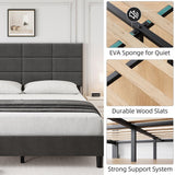 Linen Upholstered Twin Bed Frames with Solid Wooden Slats Support