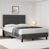 Linen Upholstered Twin Bed Frames with Solid Wooden Slats Support