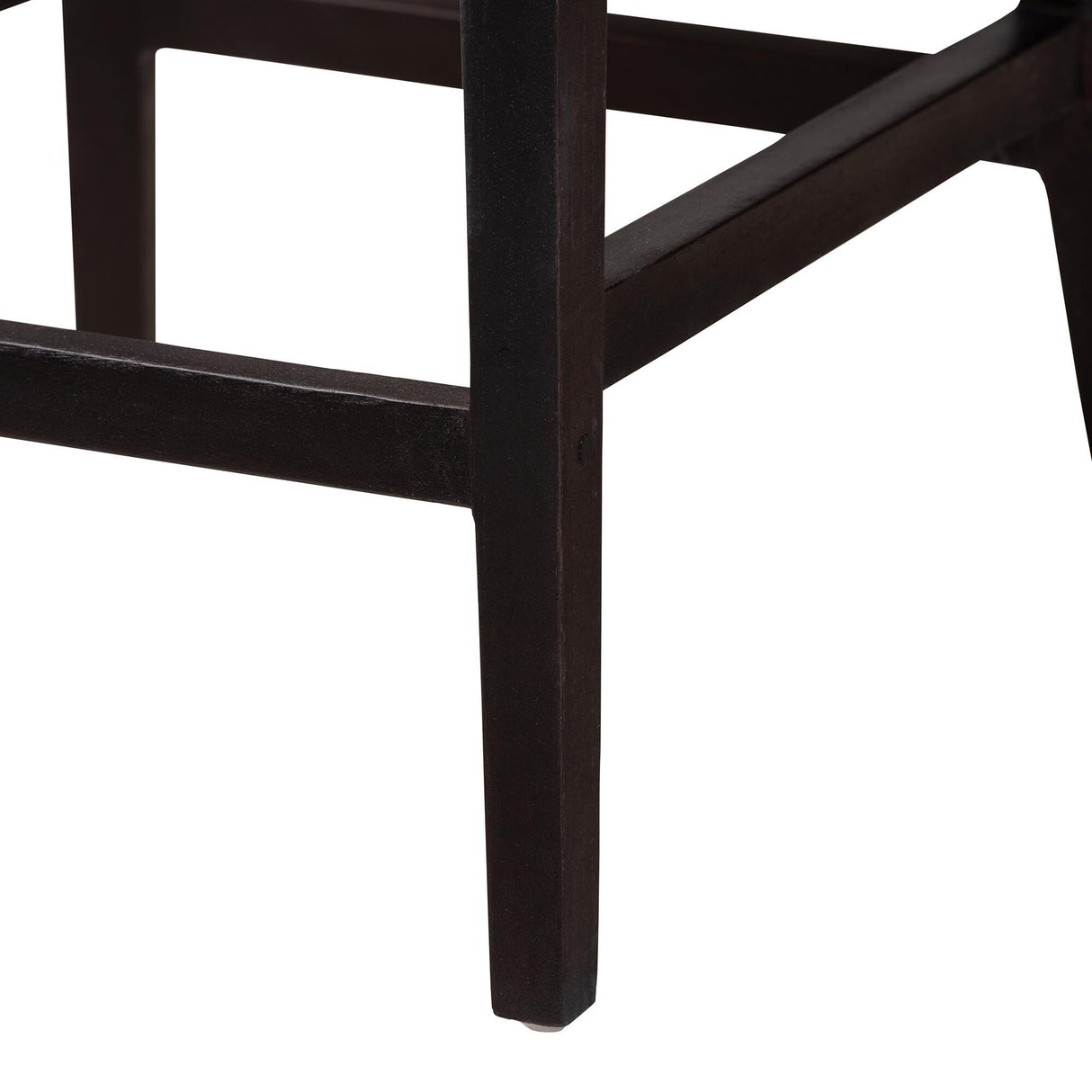 Lingga Modern Bohemian Dark Brown Mahogany Wood and Natural Rattan Counter Stool